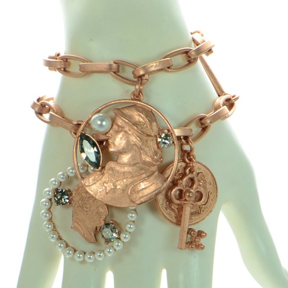 Oscar de la Renta Jewelry - Oscar De La Renta Copper Finish Vintage Style Coin Toggle Bracelet